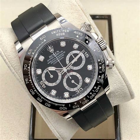 rolex daytona white gold black diamond dial|daytona white gold oysterflex.